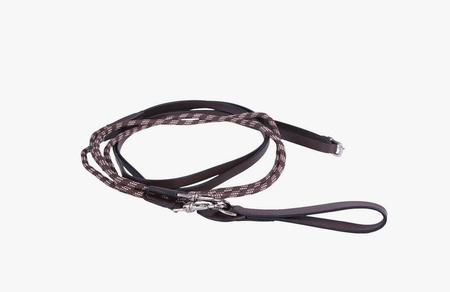 Czarna wodza QHP z pętlą skórzano-sznurkowa