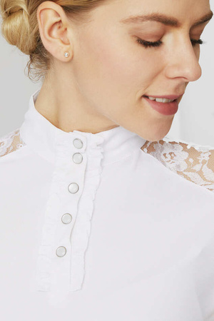 Horze Sianna Damen Turniershirt mit Spitzenschultern und langen Ärmeln