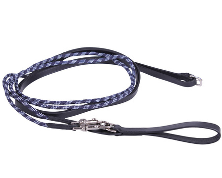 Czarna wodza QHP z pętlą skórzano-sznurkowa